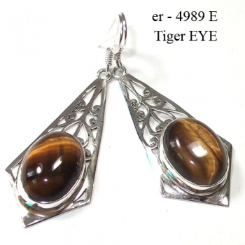 Ethnic Indian design jaali cut handmade tiger eye stone earrings